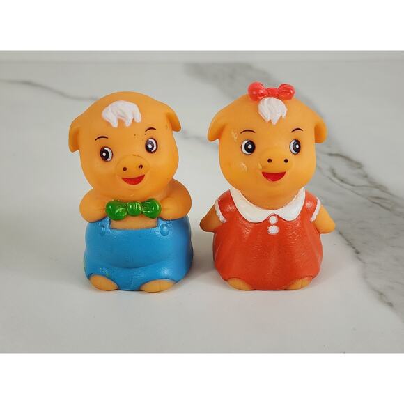 Pencil Sharpener Piglet Pig Piggy Figurine 2 1/2" Great Wall #637 Rubber 80s x2 - Picture 1 of 16